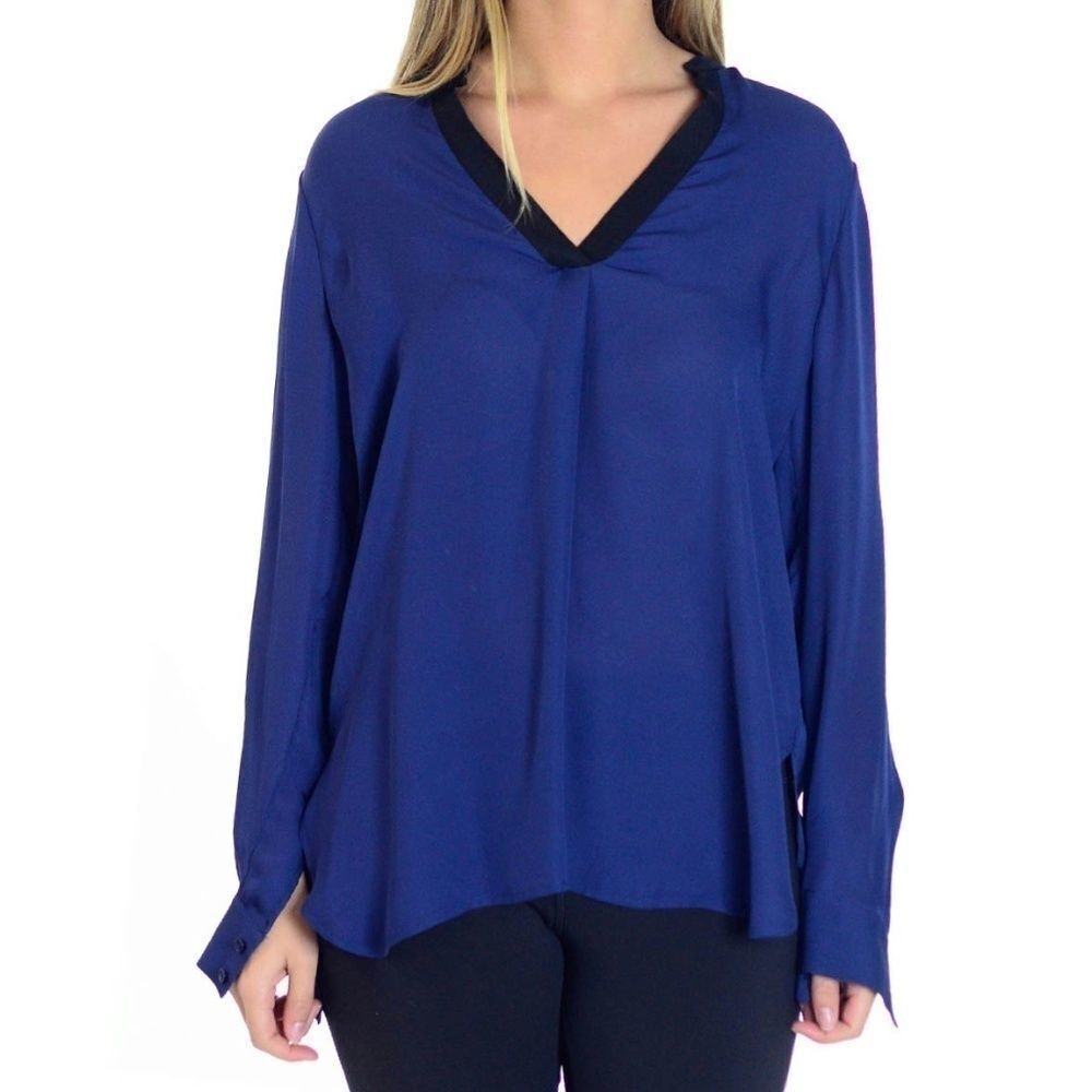 New Vince Stellar Colorblock Silk Blouse